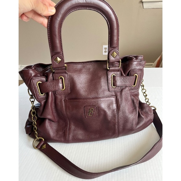 Rachel Zoe Large Wine Color Leather Double Handles Shoulder Straps Tote Handbag - Picture 1 of 8
